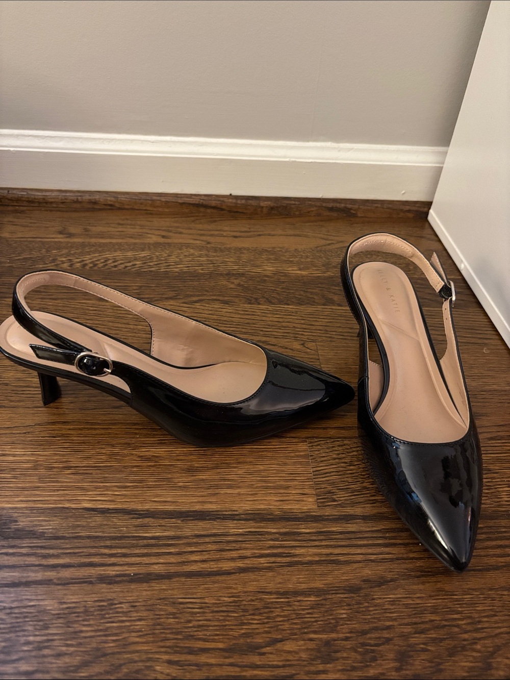 Kelly & Katie Black Patent Slingback Pumps